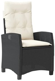 4 részes fekete polyrattan kerti étkezőszett párnákkal