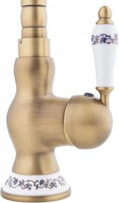 Erga Batug, retro mosogató csaptelep h-315, sárgaréz-fehér, ERG-YKA-BZ.BATUG-GLD