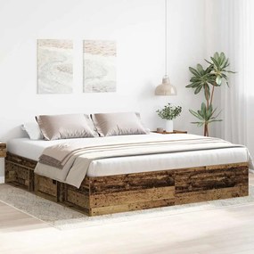 antik fa szerelt fa ágykeret matrac nélkül 200x200 cm