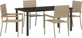 vidaXL Kert étkező szett párnával 5 pcs Bézs polirattan