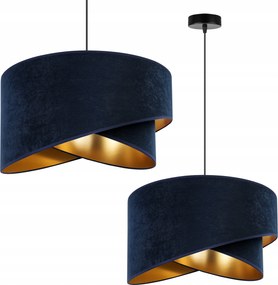 Mennyezeti Lámpa Lógó Csillár Szimpla Sötétkék Arany Velúr Lámpabúra