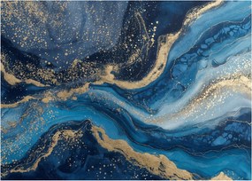 Kép - Kék-arany absztrakt márvány (70x50 cm)