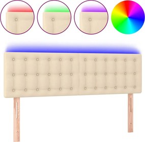 vidaXL krémszínű szövet LED-es fejtámla 144x5x78/88 cm