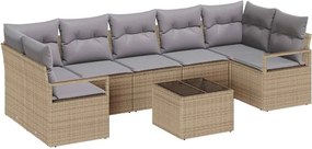 vidaXL Kerti Kanapé Szett párnával tárolóval 8 pcs Barna és szürke