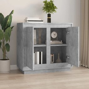 betonszürke szerelt fa tálalószekrény 80 x 34 x 75 cm