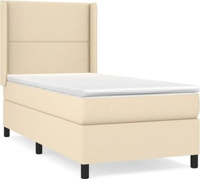 vidaXL krémszínű szövet rugós ágy matraccal 90 x 190 cm