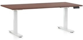 Állítható magasságú asztal OfficeTech C, 160 x 80 cm, fehér alap, dió