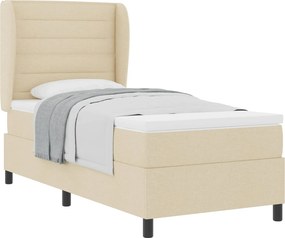 vidaXL Boxrugós ágy matracmal fejtámlával Krém 80 x 200 cm szövet