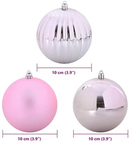 Karácsonyi Díszgömb Készlet 15 pcs Rózsaszín