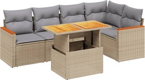 vidaXL 6 részes bézs polyrattan kerti ülőgarnitúra párnával