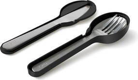 Fekete-ezüstszínű rozsdamentes acél utazó evőeszköz készlet 3 db-os To Go – Lékué