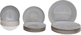 Lubiana Boss Étkezőkészlet 6 Személyes 18 Darabos Tányérszett Földszínek, Szürke