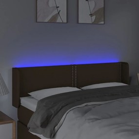sötétbarna szövet LED-es fejtámla 147 x 16 x 78/88 cm