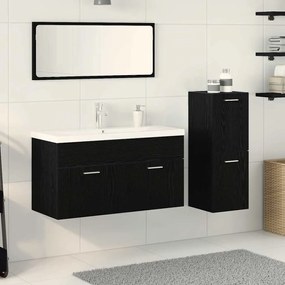 Fürdőszoba Bútor Szett 4 pcs Fekete tölgy 91 x 39.5 x 46 cm