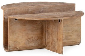 Sötét natúr színű mangófa kerek dohányzóasztal ø 80 cm Divya – MOME