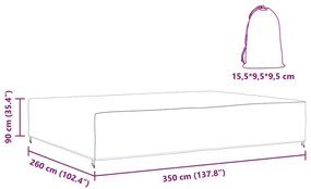Kültéri bútorhuzat Fekete 350 x 260 x 90 cm 210D