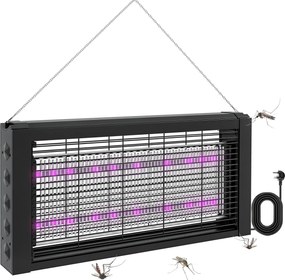 HOMCOM LED Fénycsöves Szúnyogriasztó Lámpa Elektromos Szúnyogirtó 60 m² Területhez Beltéri Fali vagy Álló Használatra 49x6x25 cm Fekete | Aosom