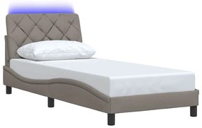 tópszínű szövet ágykeret LED-ekkel matrac nélkül 90x190 cm