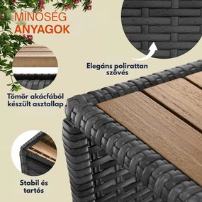 ROCCO polyrattan oldalasztal akácfával, 40x45x45cm, barna/szürke Casaria