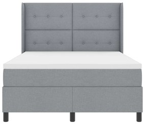 Boxspring Ágy Matrac és LED Fény Szürke 140x200 cm Szövet