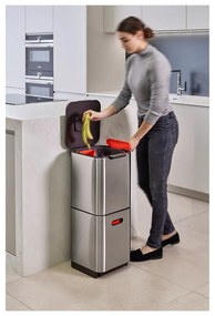 Ezüstszínű acél szelektív szemetes 40 l Totem Compact – Joseph Joseph