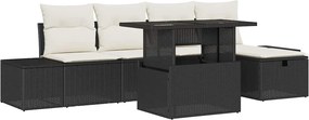 vidaXL Kerti Kanapé Szett 6 pcs Fekete polirattan