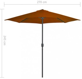 terrakotta féloldalas napernyő alumíniumrúddal 270x144x222 cm