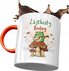 Narancssárga bögre biológusnak Békás biológus fényképes nyomtatással