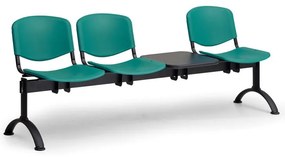 ISO II műanyag pad, 3 üléses + asztal - fekete lábak, zöld