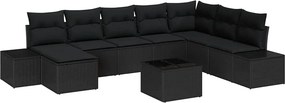 vidaXL Kerti Kanapé Szett párnával 9 pcs polirattan