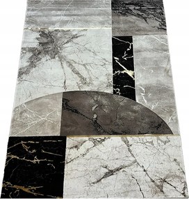 Szőnyeg 160x220 Glamour Arany Fekete Krémszínű Nappali Modern Márvány