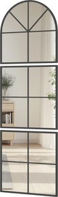 HOMCOM Fali Tükör 60 x 180 cm három részes, ívelt tükör fémből készült kerettel, dekoratív függő tükör, ablak tükör fürdőszobához és nappaliba, Fekete