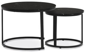 Dohányzóasztal 70×70 cm, MDF, Márvány Mintás Fekete. CT-X7122 BK