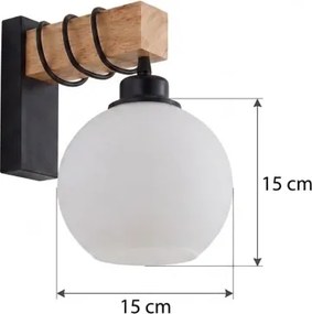Brilagi - Fali lámpa WOOD GLASS 1xE27/60W/230V fenyő/fekete/fehér