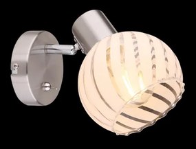 Globo 54025-1 Spotlámpa matt króm fém és fehér szatén üveg búrával. BxH:130x150, AL:156, exkl. 1xE27 40W 230V