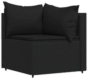 4 részes fekete polyrattan kerti ülőgarnitúra párnákkal