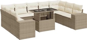 vidaXL 10 részes bézs polyrattan kerti ülőgarnitúra párnával