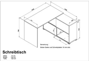 Íróasztal tölgyfa dekorral 120x120 cm Slide - Germania