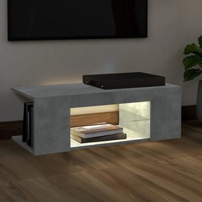 betonszürke TV-szekrény LED lámpákkal 90 x 39 x 30 cm