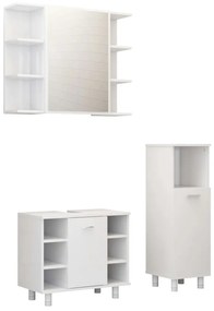 3 részes fehér szerelt fa fürdőszobai bútorszett