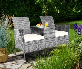 Casaria® Kerti rattan pad 143x55x88cm - szürke