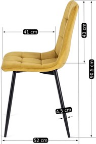 Krzesło PERU Musztardowe Welurowe