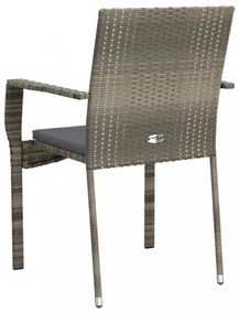 4 db szürke polyrattan kerti szék párnával