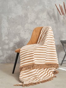 Pamut akril takaró 150x200 Strand csíkos bézs pléd ágytakaró Sg