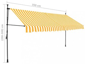 fehér-narancssárga kézzel kihúzható LED-es napellenző 350 cm