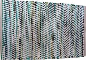 Téglalap alakú Szőnyeg Természetes Juta Kézzel Szőtt 60x90 cm Fehér-Zöld