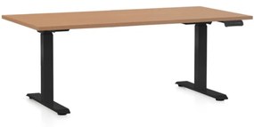 OfficeTech D állítható magasságú asztal, 160 x 80 cm, fekete alap, bükk