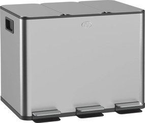 HOMCOM 3 rekeszes 20L Konyhai Pedálos Szemetes 3 Csendes Záródású Rozsdamentes Acél és PP Fedéllel, 61.9x36.6x56.7 cm, Ezüst | Aosom