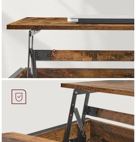 NYRO emelhető tetejű dohányzóasztal barna/fekete