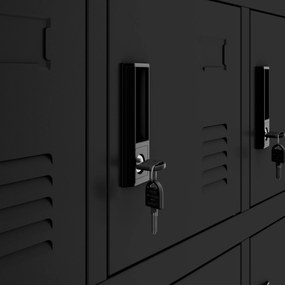 KAROL társalgói öltözőszekrény rekeszekkel, 900 x 1850 x 400 mm, fekete